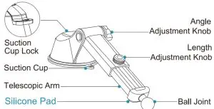 YRU Universal Car Phone Holder - Suction Cup