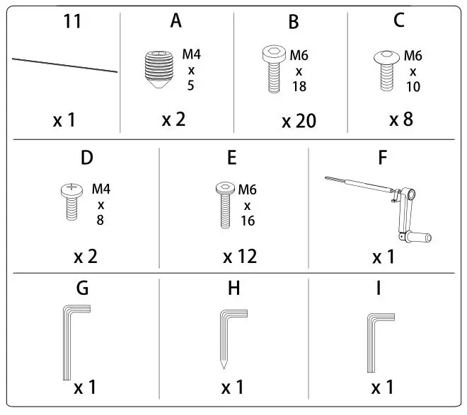 UPLIFT Table - Parts List 2