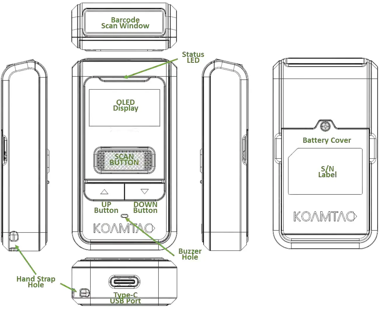 KOAMTAC KDC80 Bluetooth Barcode Scanner- KDC80 Diagram