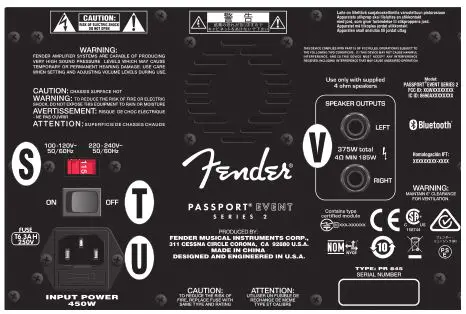 fender Passport Event Series 2 - REAR PANEL
