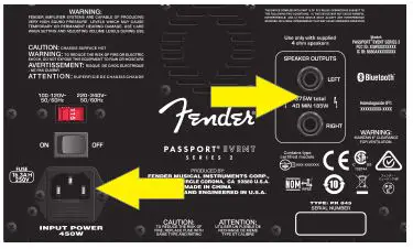 fender Passport Event Series 2 - SPEAKER CABLE or POWER CORD Connection
