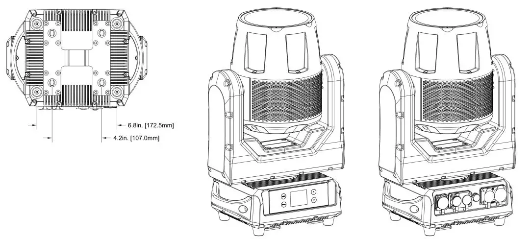 ADJ HYD710 Hydro Wash X7 Moving Head Wash Instruction Manual - DIMENSIONS (VERTICAL)
