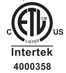 ADJ HYD710 Hydro Wash X7 Moving Head Wash Instruction Manual - Intertek Logo