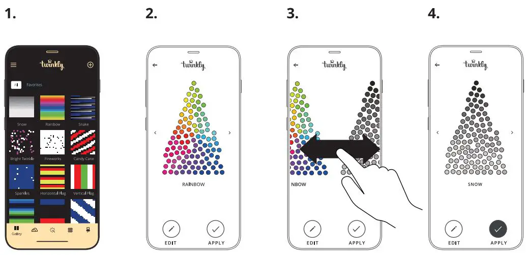 Evergreen TG76P4B14P00 Twinkly Tree Instructions - Choose preset effects