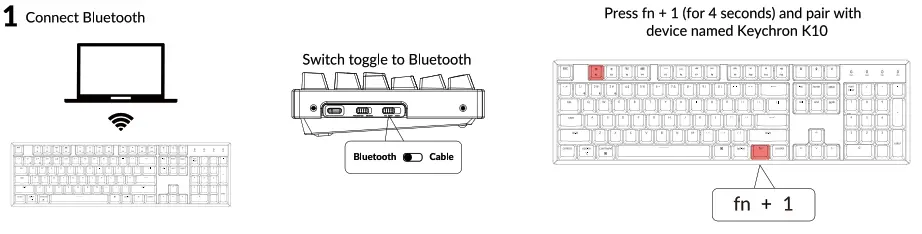 Keychron K10 Wireless Mechanical Keyboard - kibod
