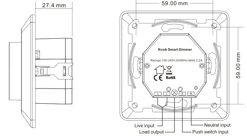 SUNRICHER SR-SB2835RAC-S Push Compatible RF+Bluetooth- Front side