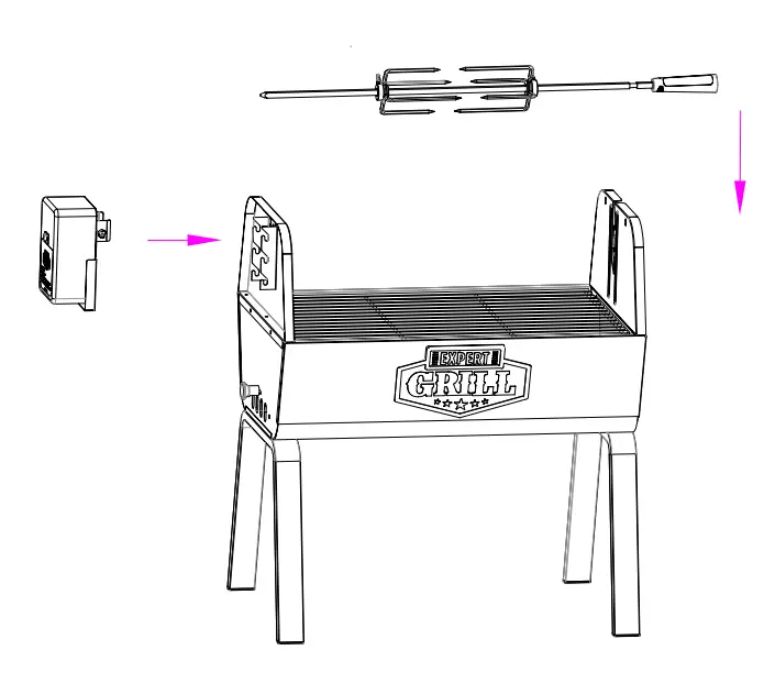 EXPERT GRILL BC2051A0 Portable Charcoal Rotisserie - Grate Lifter 1