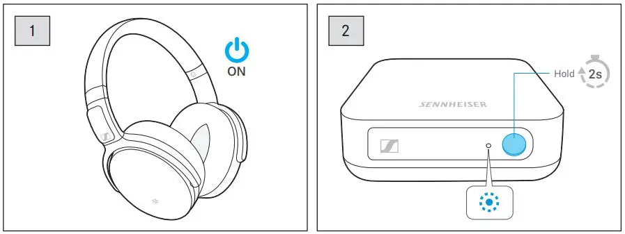 SENNHEISER Bluetooth Audio Instruction Manual Transmitter - Connecting the transmitter to the headphones