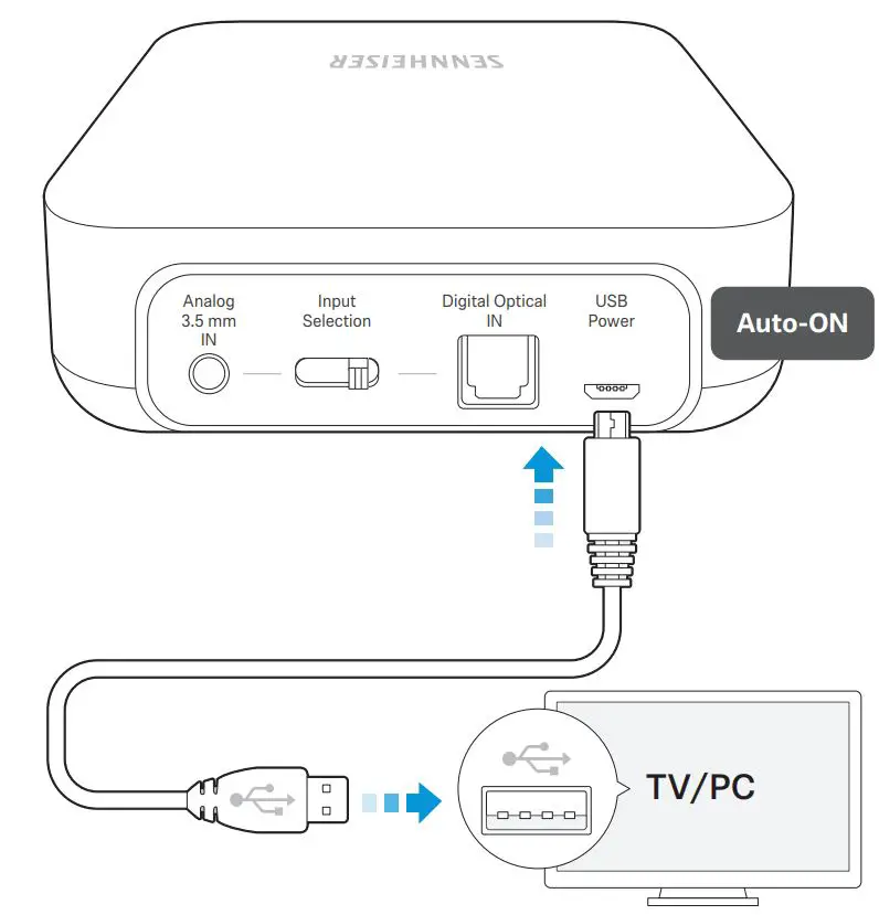 SENNHEISER Bluetooth Audio Instruction Manual Transmitter - Powering the transmitter