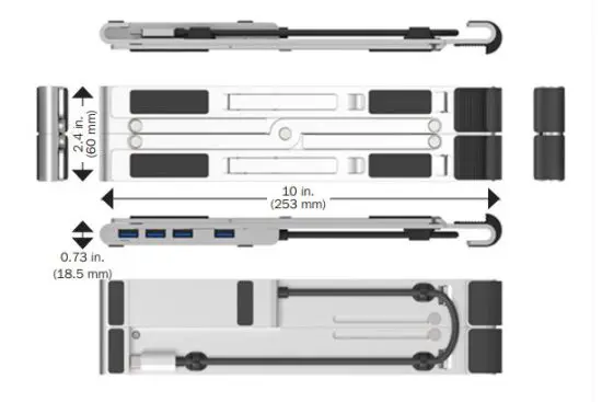 TRIPP LITE U460-ST4-4A-C 4-Port USB-C Hub with Laptop Stand and 100W PD Charging 1