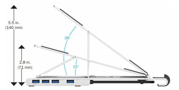 TRIPP LITE U460-ST4-4A-C 4-Port USB-C Hub with Laptop Stand and 100W PD Charging 3