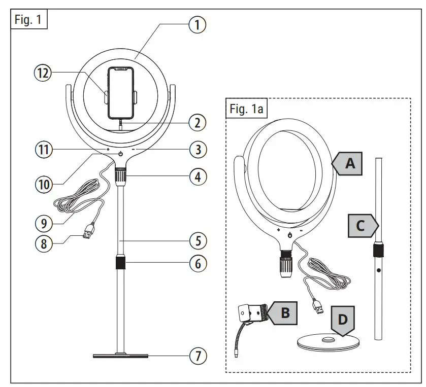 BRESSER-BR-RL10B-Led-Ring-Light-With -tand-and-Base-Fig1