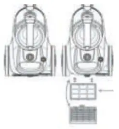 moa VC85G 900W Vacuum Cleaner - Removing & cleaning Air outlet filter
