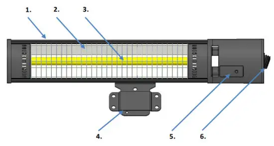 Goldair GEOR150 Outdoor Radiant Heater - Components