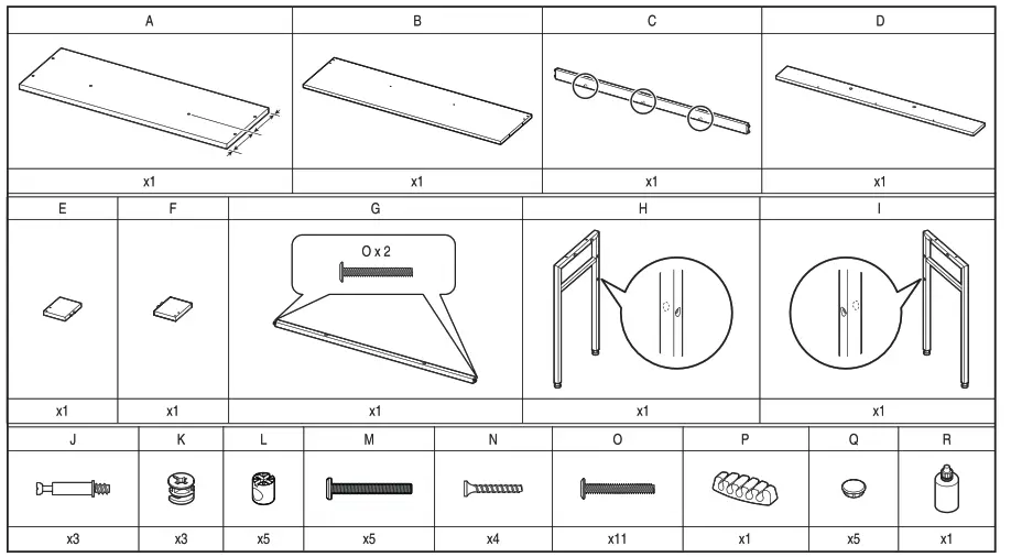 Iris 45.3 in Computer Desk with Cable Management - 1