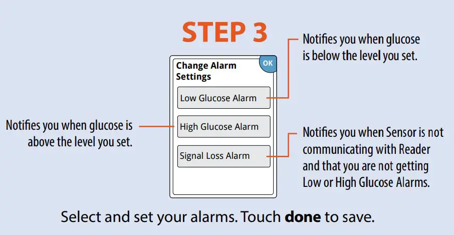 FreeStyle Libre 2 Flash Glucose Monitoring System User Guide - Setting Alarms