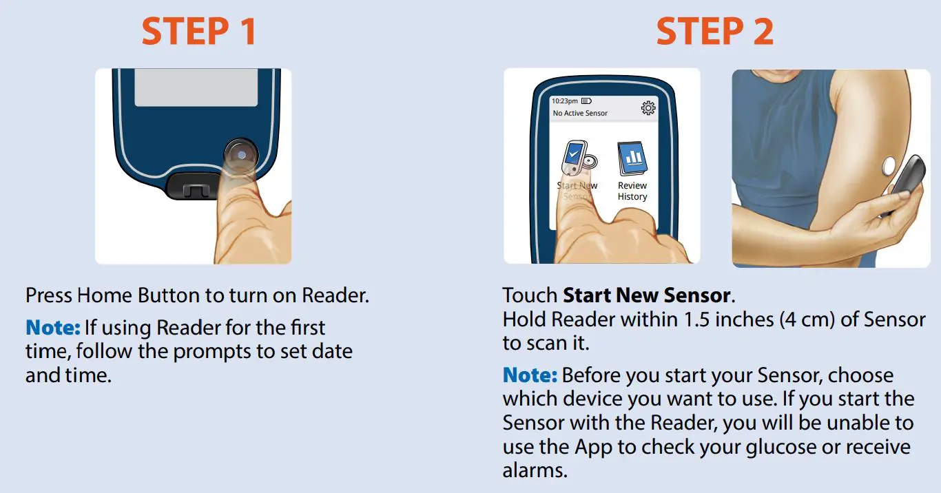FreeStyle Libre 2 Flash Glucose Monitoring System User Guide - Start new Sensor with Reader