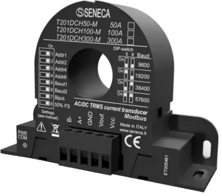 SENECA AC DC True RMS or DC Bipolar Current Transducer with RS485 Port and Modbus RTU Protocol-fig1