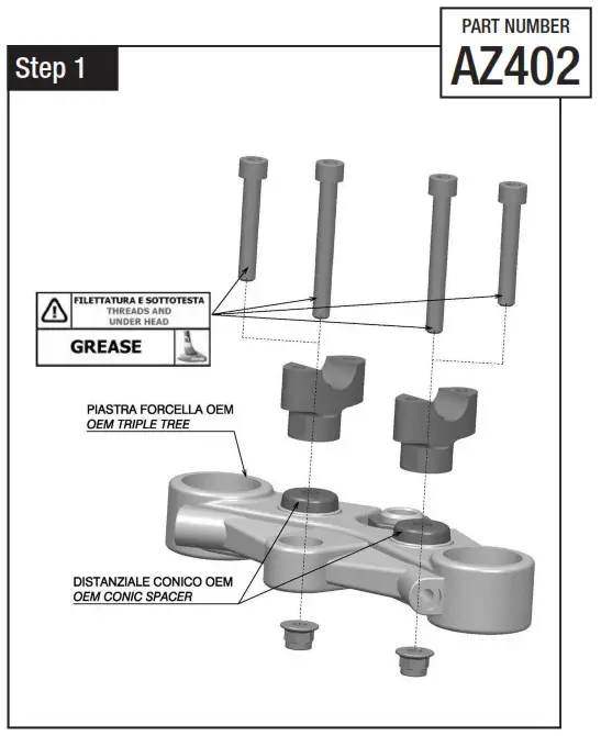 rizoma AZ402 Handlebar Risers - Riser kit 4