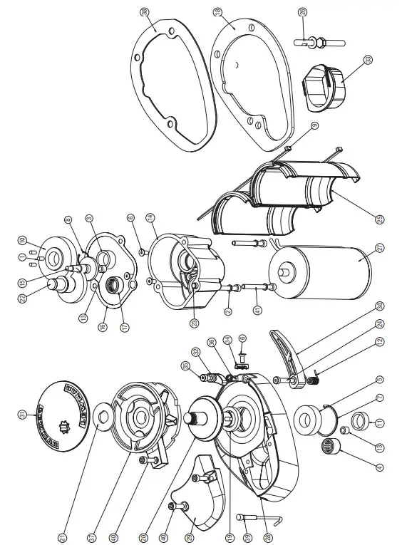 LEWMAR 65001022 V700 Vertical Windlass Replacement Motor Kit -9- Part list