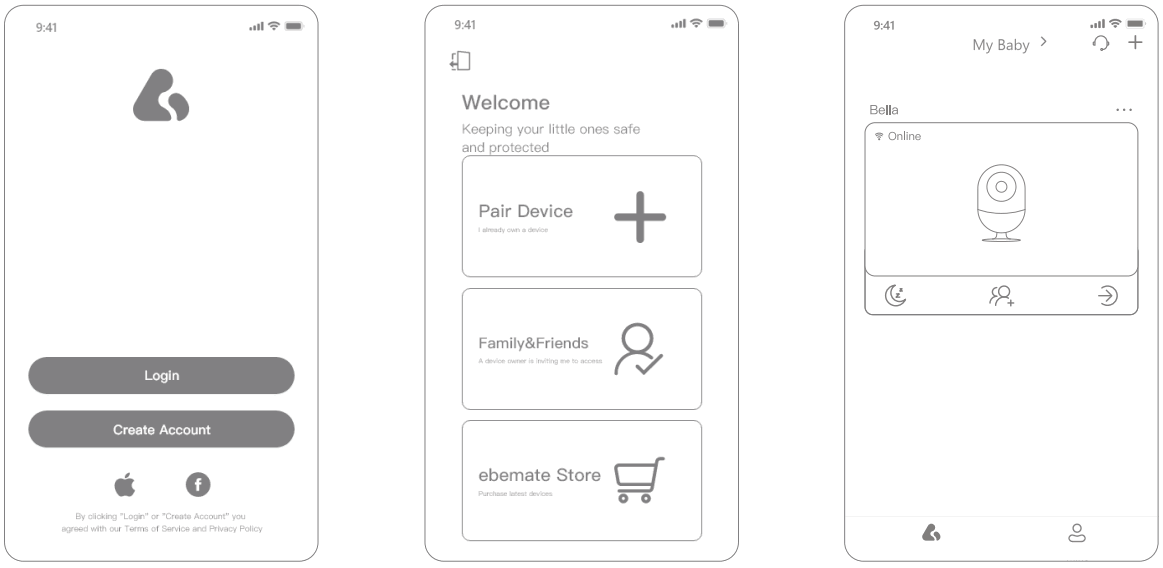 ebemate U1 Plus Smart Baby Monitor - connect app