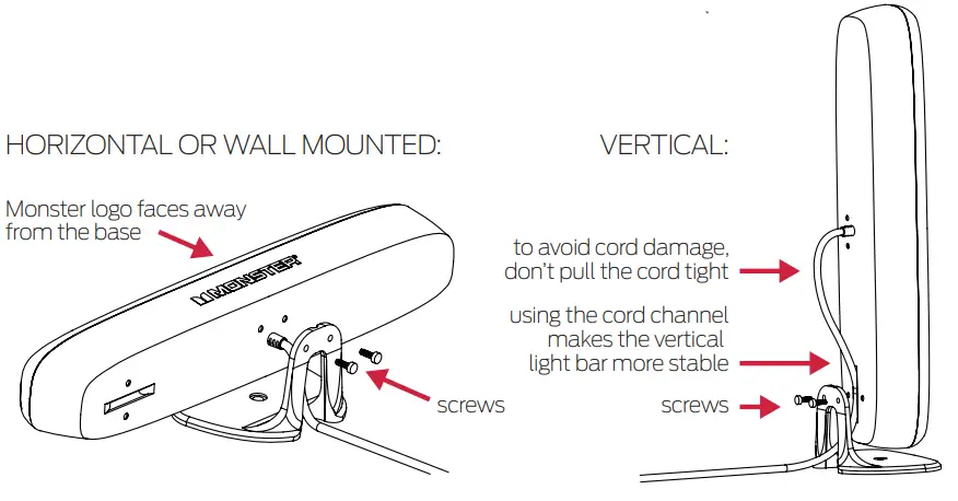 MONSTER LIGHT BAR with Removable Multi-position Base -For horizontal o