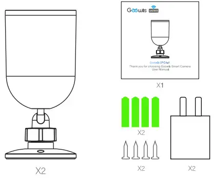 Goowis Smart Camera IPC4-2 V1 - PAKING LIST