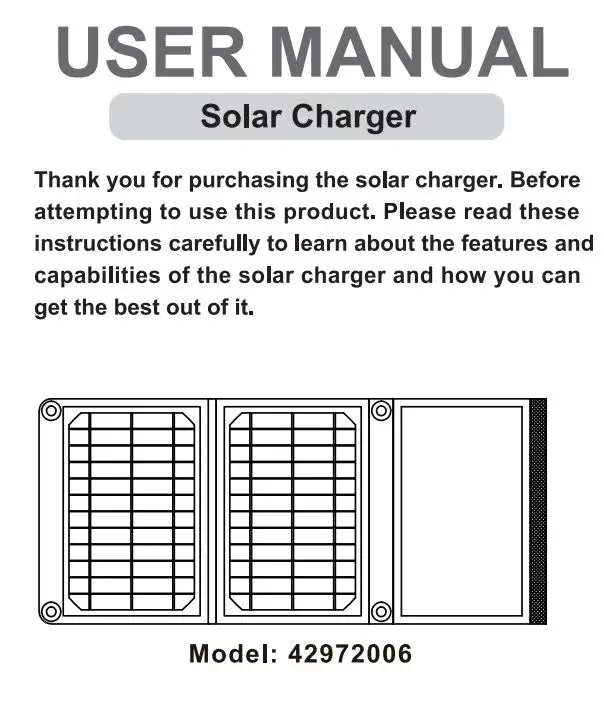 Philex 42972006 Solar Charger Instruction Manual