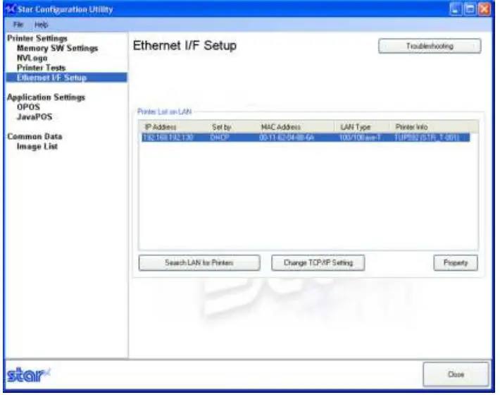 Star Micronics Thermal Kiosk Receipt Printer - Configuring Ethernet