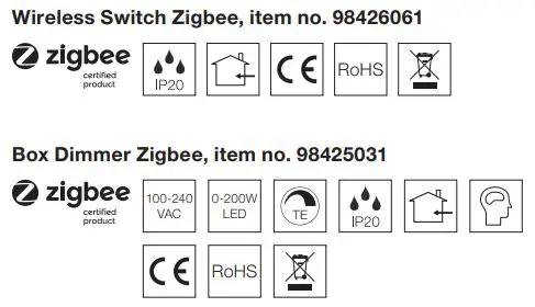 Nordtronic 98427010 Wireless Switch Zigbee Kit Instruction Manual - Certified icon
