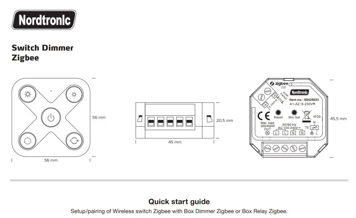 Nordtronic 98427010 Wireless Switch Zigbee Kit Instruction Manual