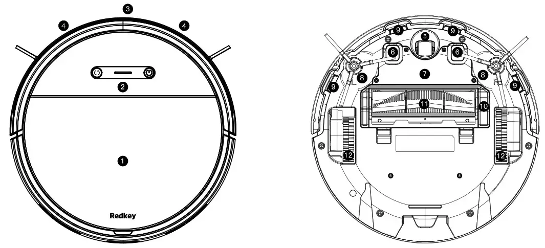 RedKey 3Y16X2 Robot Vacuum Cleaner - robot and sensor