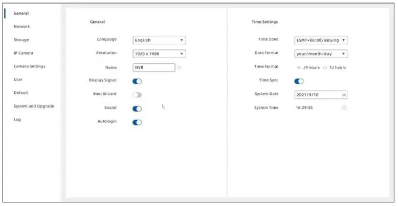 MEARI IView 104W T Network Video Recorder WiFi Kit User Guide - General Setting & Time setting