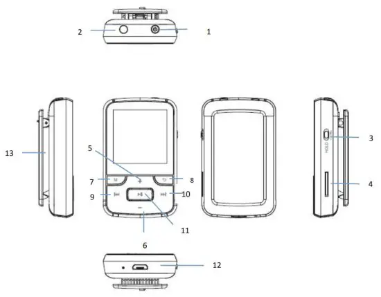 Istar Tech F3BT MP3 Player - Unit overview