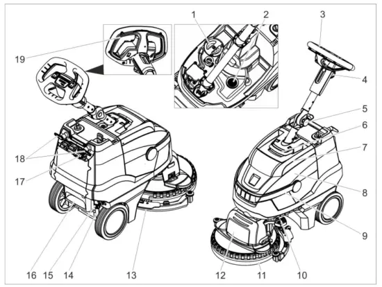 KARCHER BD 38 12 C 1 783 433 0 12Ltr Scrubber Dryer 25 2V Floor Sweepers - Control elements