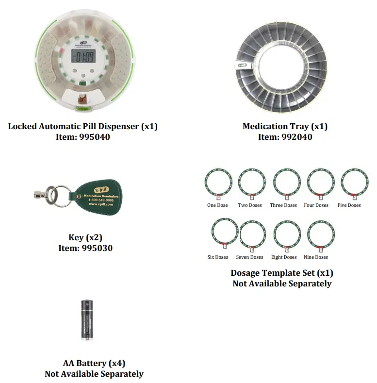 e pill 995040 Voice Locked Automatic Pill Dispenser - Components