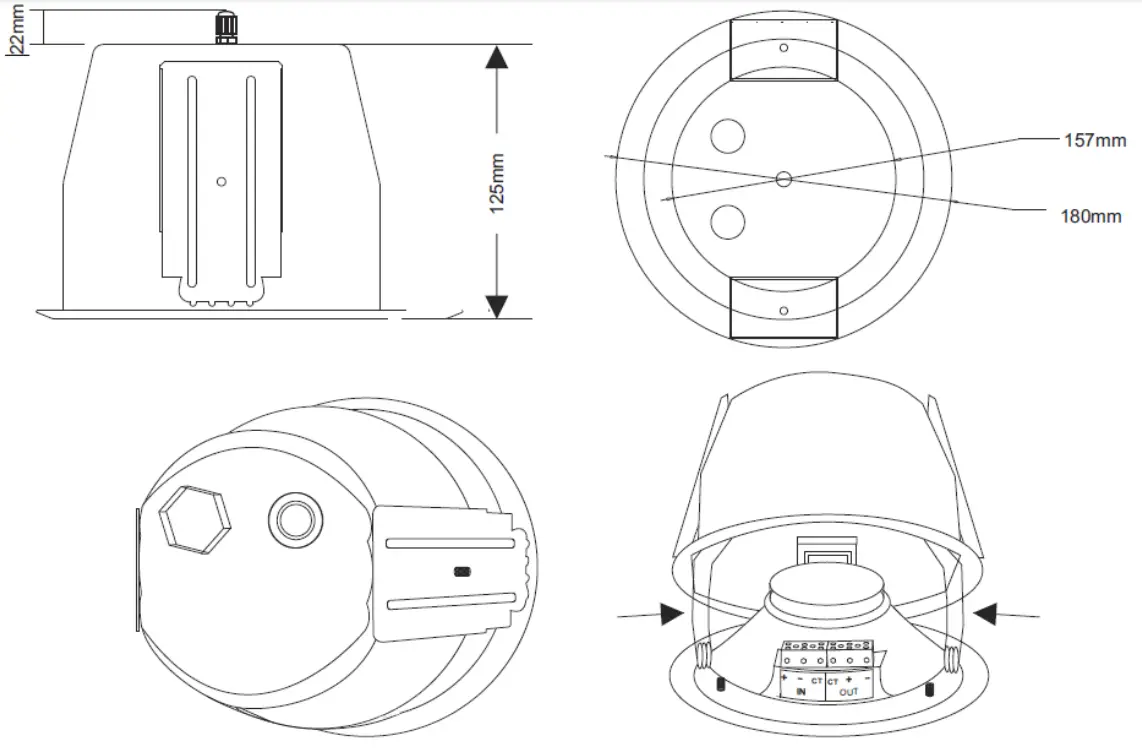 ecler eIC5154 In Ceiling Loudspeakers - Mechanical diagrams