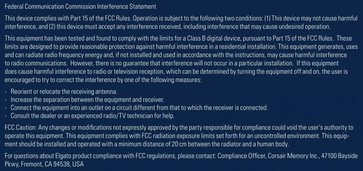 elgato 902654 Key Light Mini User Guide - FCC