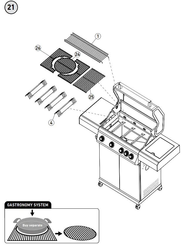 RUSTA 623514730101 Gas Grill Excellence 4 1 Burners - Diagram 22