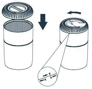 home Air Purifier User Manual - Place the Filter Cover on the bottom of the air purifier