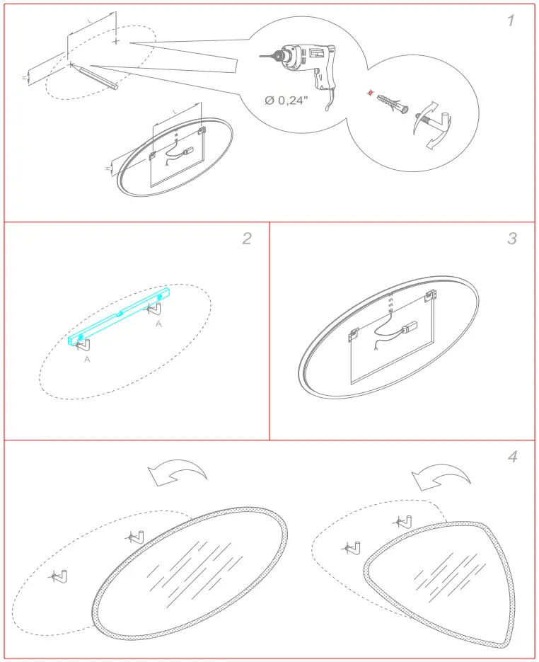 EDMO S656 Modern Left Triangular Frameless Wall Mirror fig