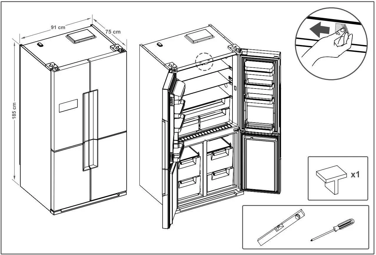 AGA ASXS21 Fridge Freezer User Manual - Door removal and access