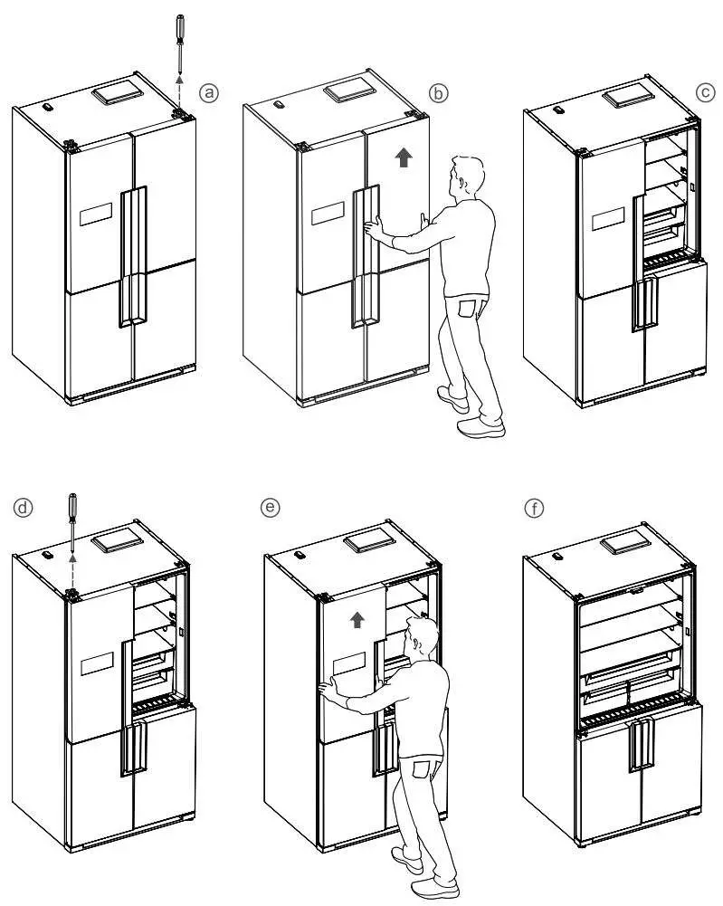 AGA ASXS21 Fridge Freezer User Manual - Door removal and access