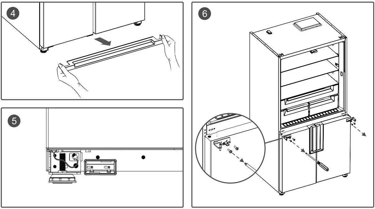 AGA ASXS21 Fridge Freezer User Manual - Door removal and access