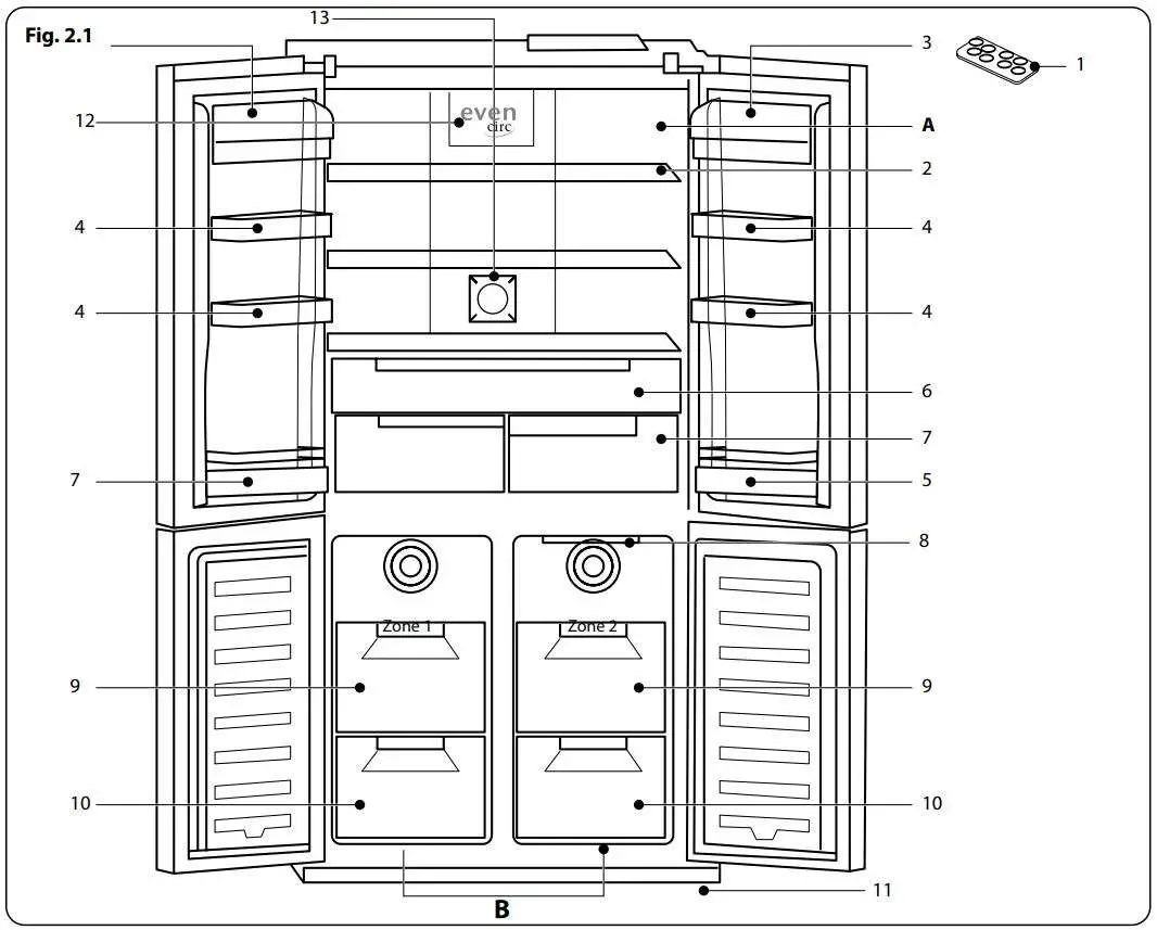AGA ASXS21 Fridge Freezer User Manual - Fig 2.1