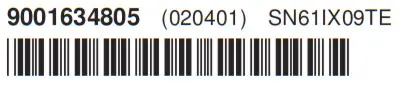 SIEMENS SN61IX09TE Dishwasher - barcode