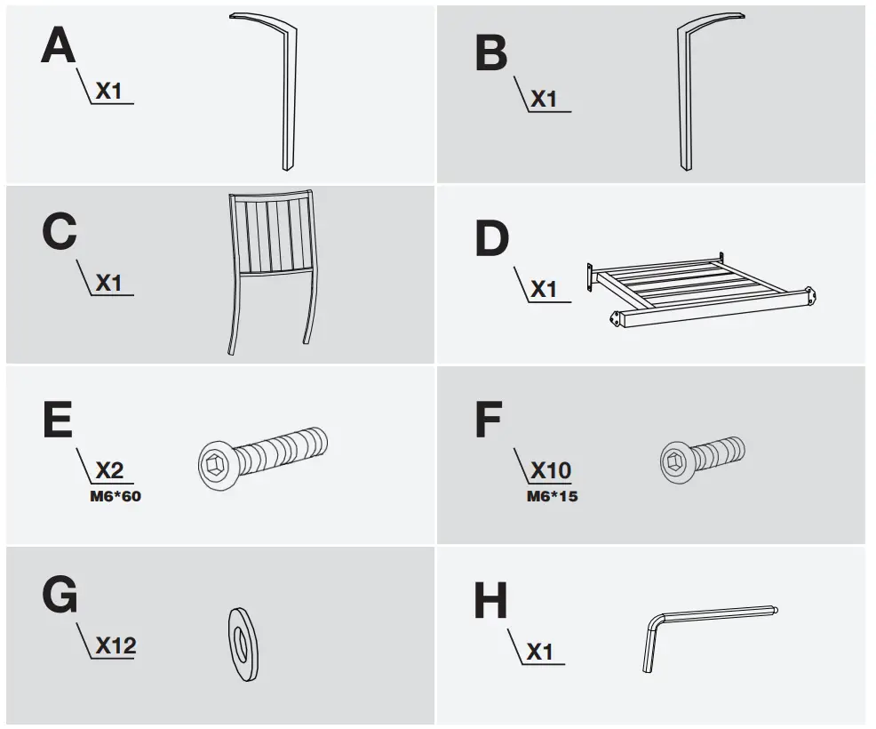 PHI VILLA Black Stackable Modern Metal Patio Outdoor Chair - PACKAGE CONTENTS