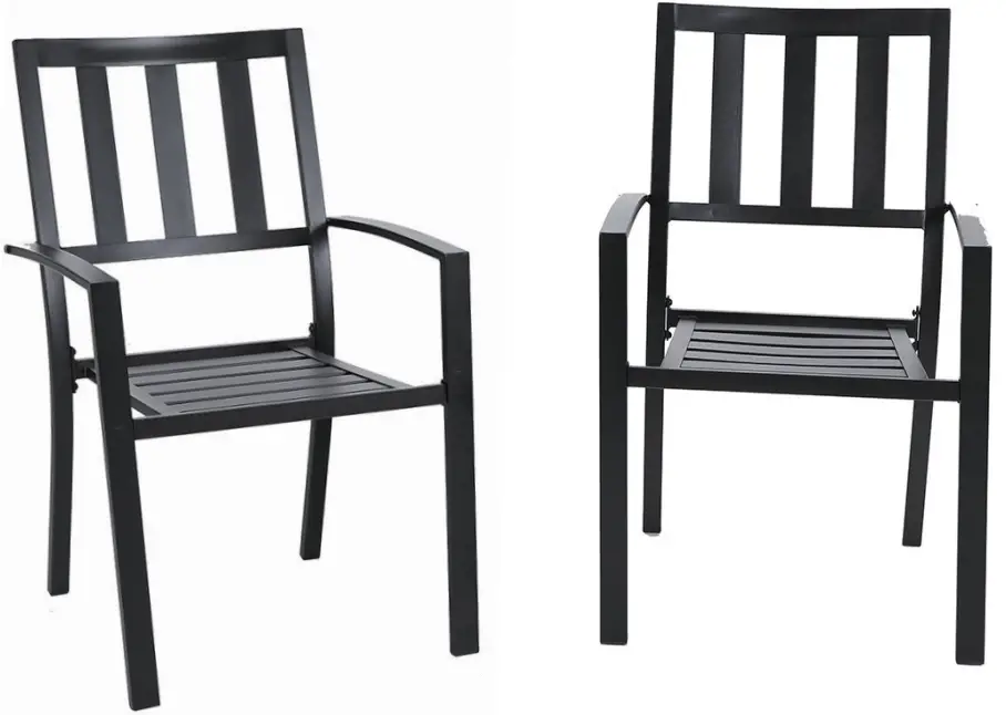 PHI VILLA Black Stackable Modern Metal Patio Outdoor Chair