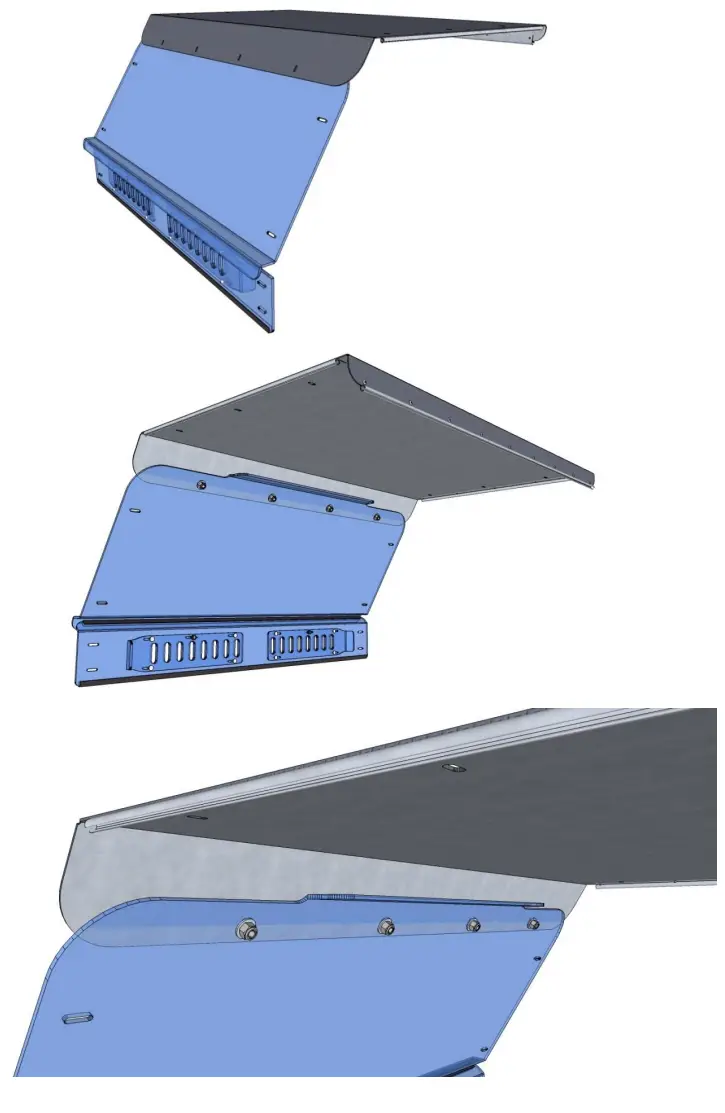 FALCON RIDGE KAW 4010 HT01 Kawasaki Mule 4000 4010 Aluminum Diamond Plate Roof - connected 3