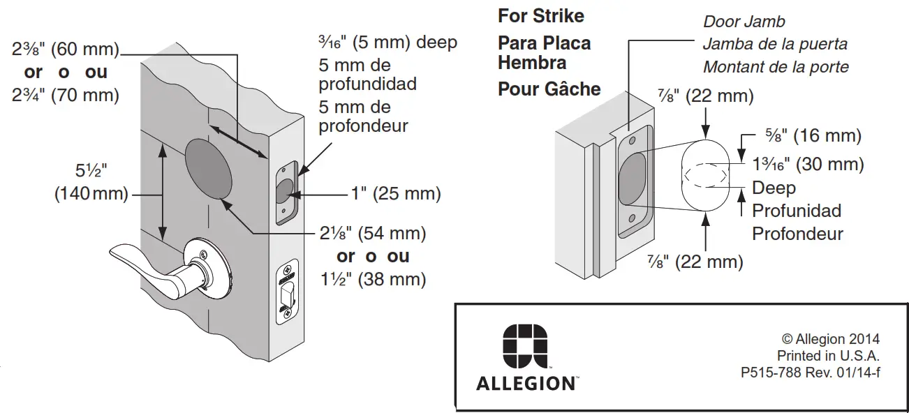 Single Cylinder Deadbolt B60 Installing the Lock